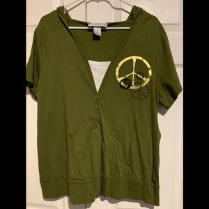 Hooded top with front pockets - gold emblems
